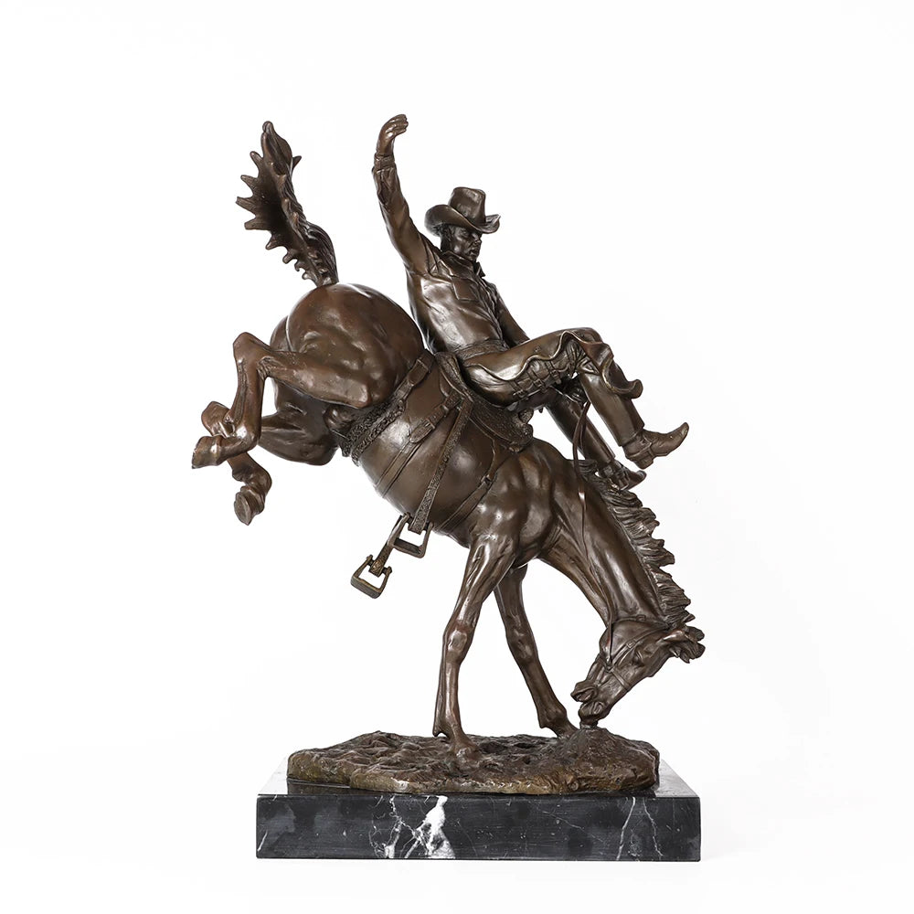 Bronze Cowboy Riding A Horse