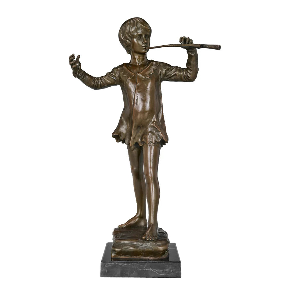 Bronze Flute Player Sculpture