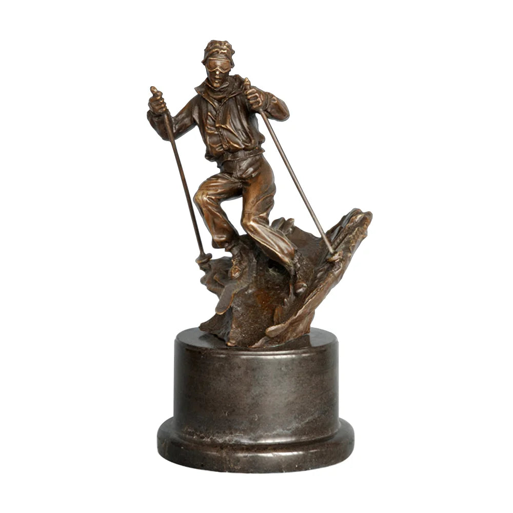 Bronze Skier Statue