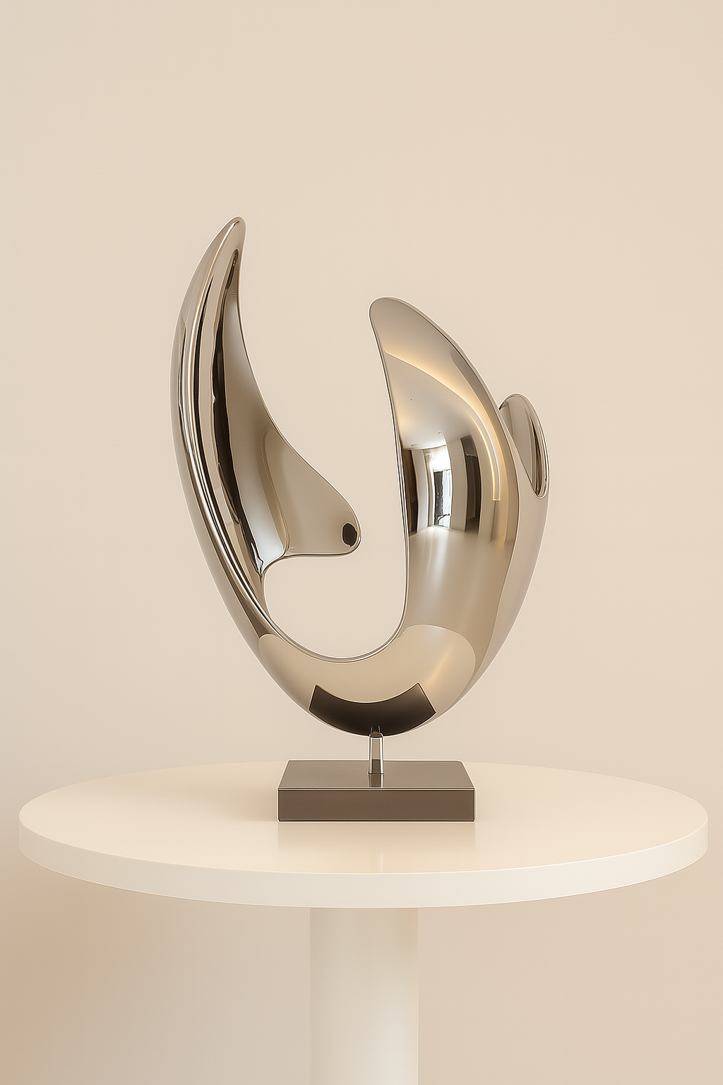 Stainless Steel Abstract Sculpture – Eclipse Form – Vanta