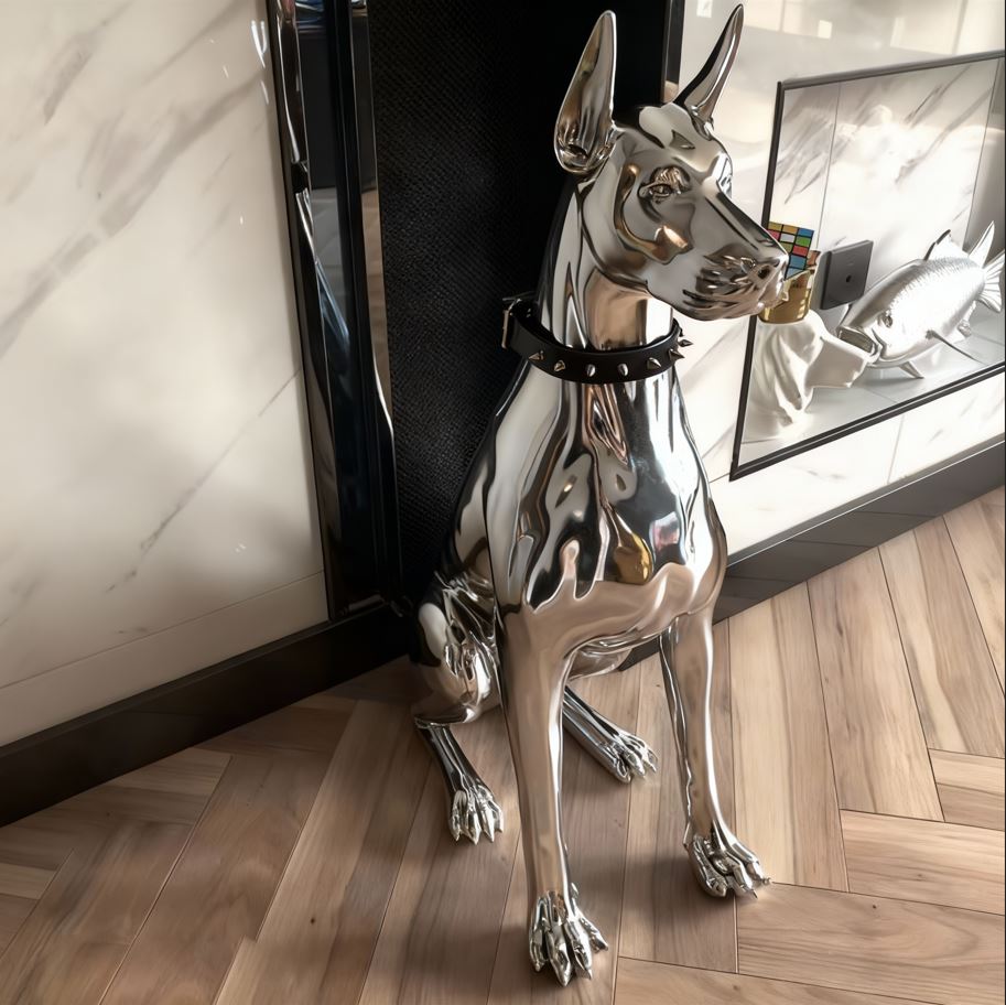 Doberman Metal Statue