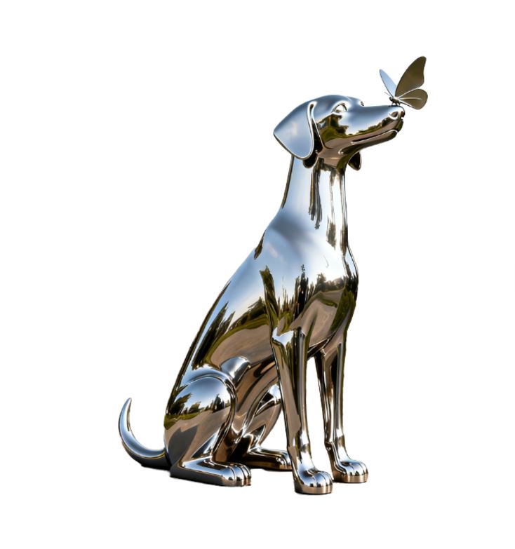 Dog Statue With Butterfly On Nose