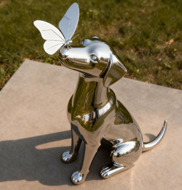 Dog Statue With Butterfly On Nose