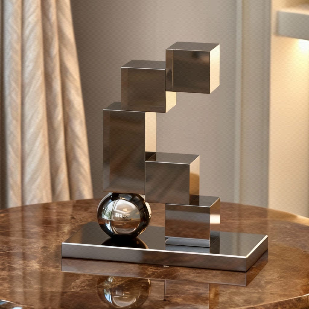 Geometric Cube Sculpture