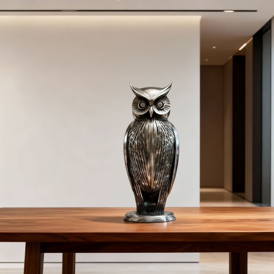 Large Metal Owl Statue