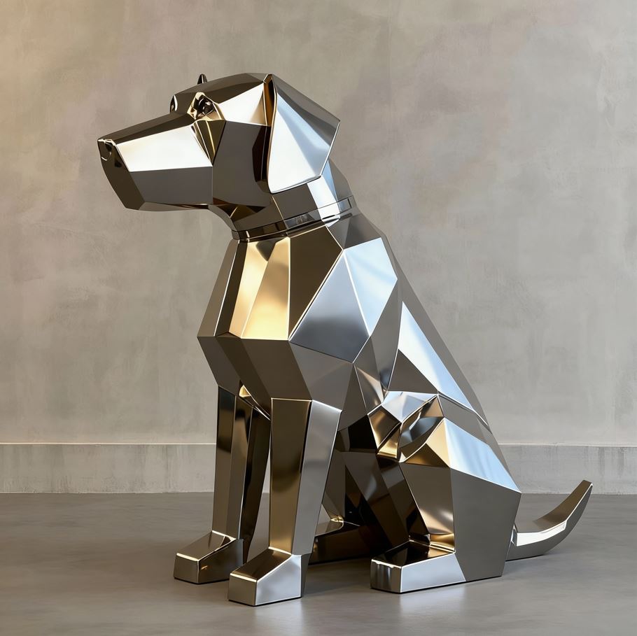 Metal Dog Garden Sculpture