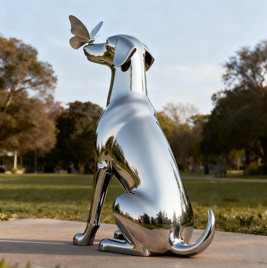 Polished Dog Statue