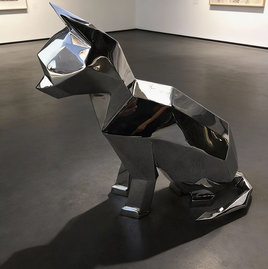 Scrap Metal Cat Sculpture