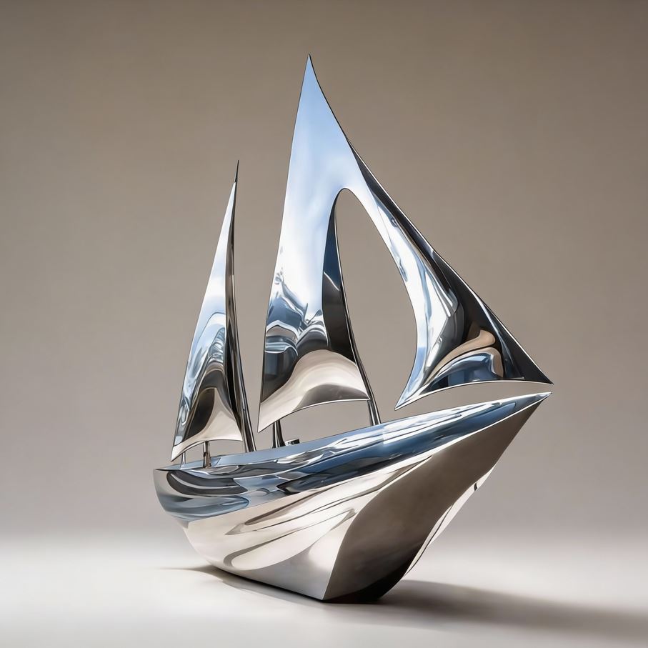 Stainless Steel Boat Sculpture