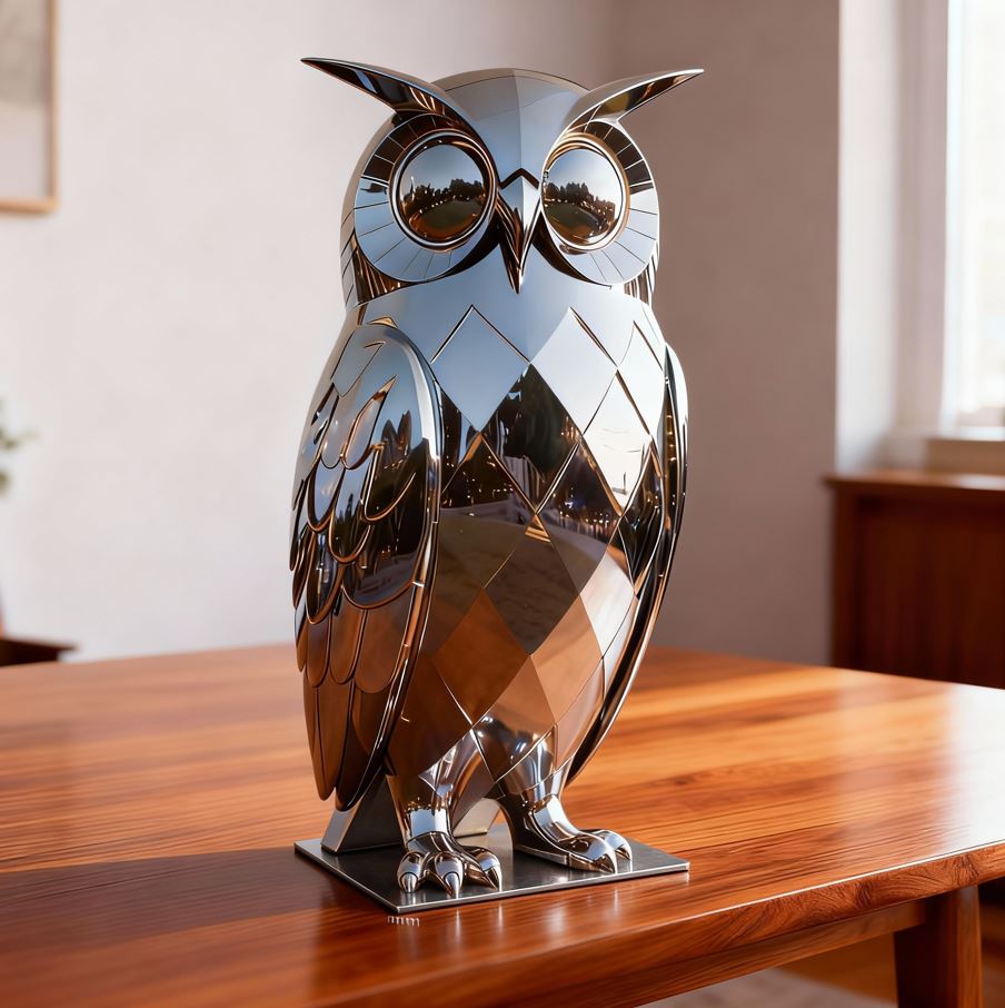 Stainless Steel Owl Sculpture