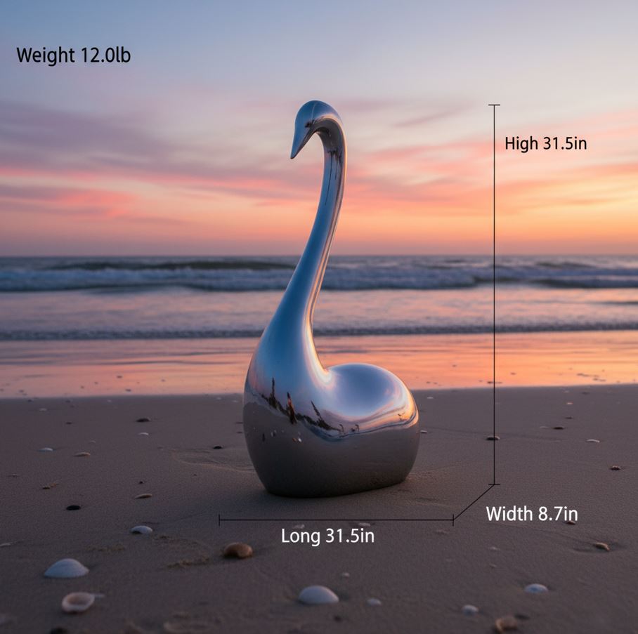 Stainless Steel Swan Sculpture